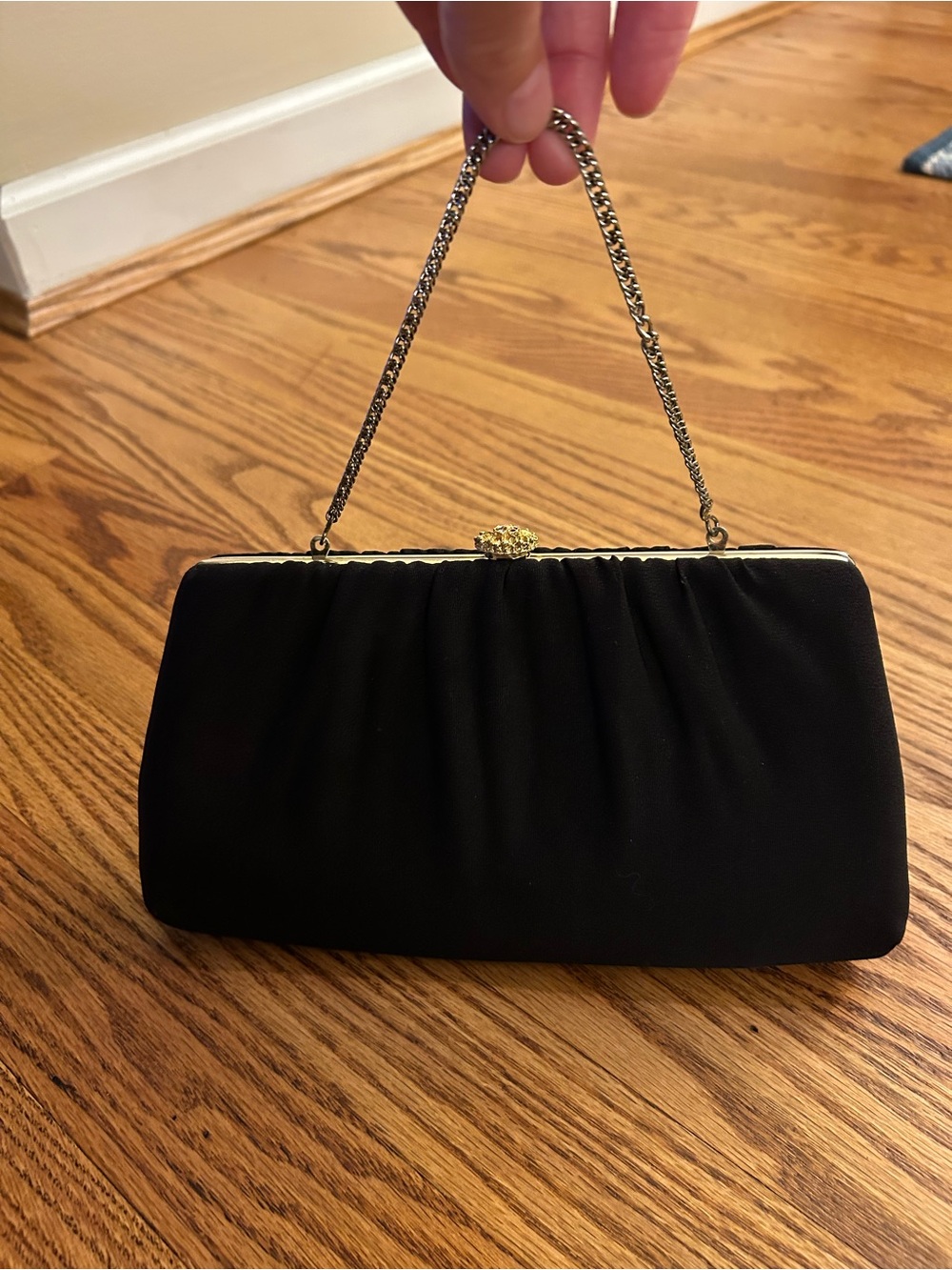 Classic Black Evening Clutch with Chain Handle